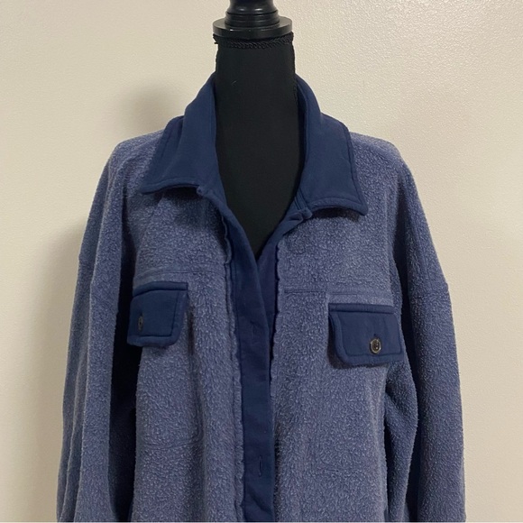 Free People Jacket Women's Size Large Oceania Blue Ruby Jacket oversized Shacket - Picture 3 of 17